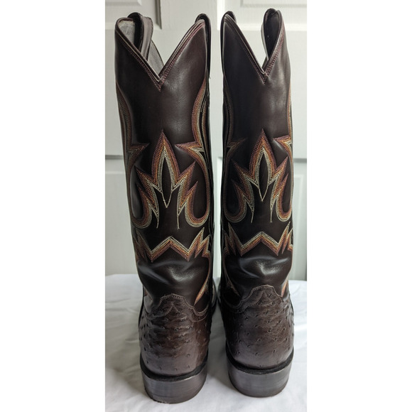 Men’s Full Quill Ostrich Cowboy Boots Brown Leather Western Handmade US 9.5 D main image 11